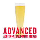 Tall pilsner glass filled with a clear, golden Japanese rice lager, labeled