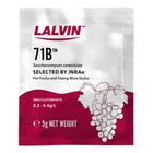 Lalvin 71B yeast package with grape illustration on a white background