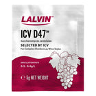 Lalvin ICV D47 wine yeast package with grape illustration on a white background