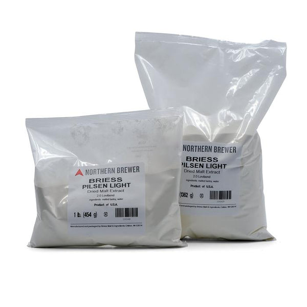 1 and 3-pound bags of Pilsen Briess Dry Malt Extract