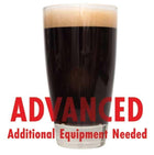 Glass filled with Sweet Stout with a customer caution in red text at the bottom of the image: 