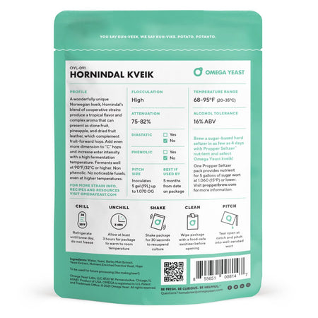 Omega Yeast OYL-091 Hornindal Kveik Back