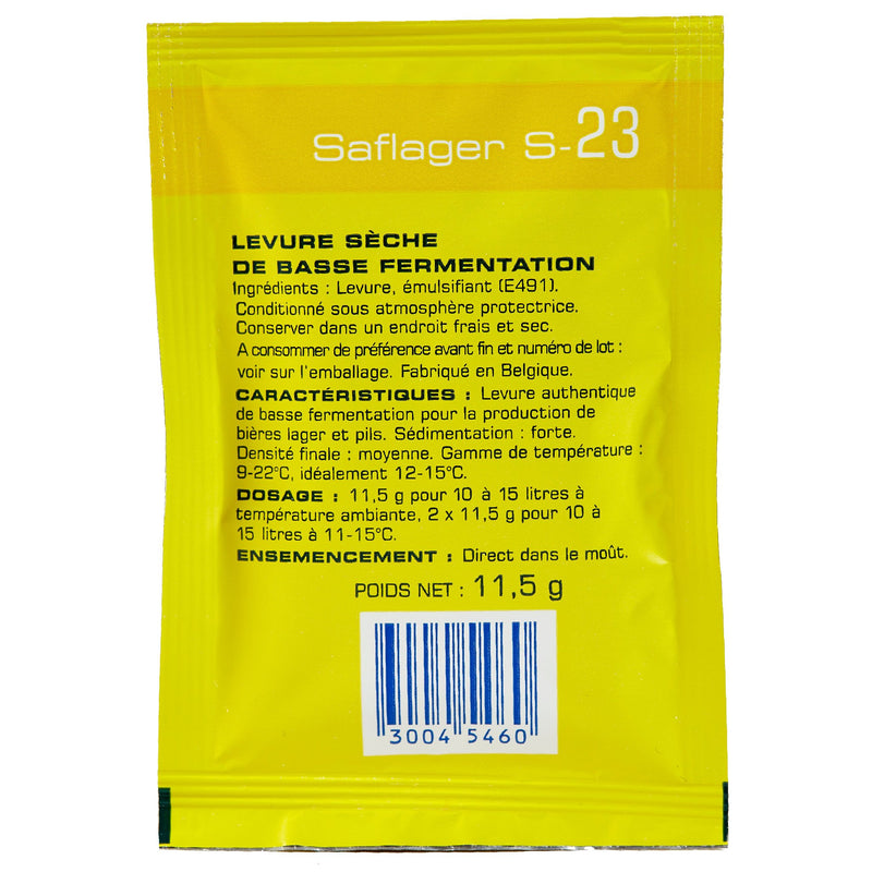 Saflager S-23 German Lager Dry Yeast sachet's back
