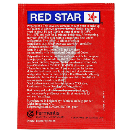 red star premier rouge yeast back