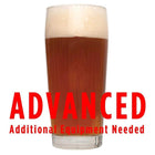 Brickwarmer Holiday Red homebrew in a glass with an All-Grain warning: 