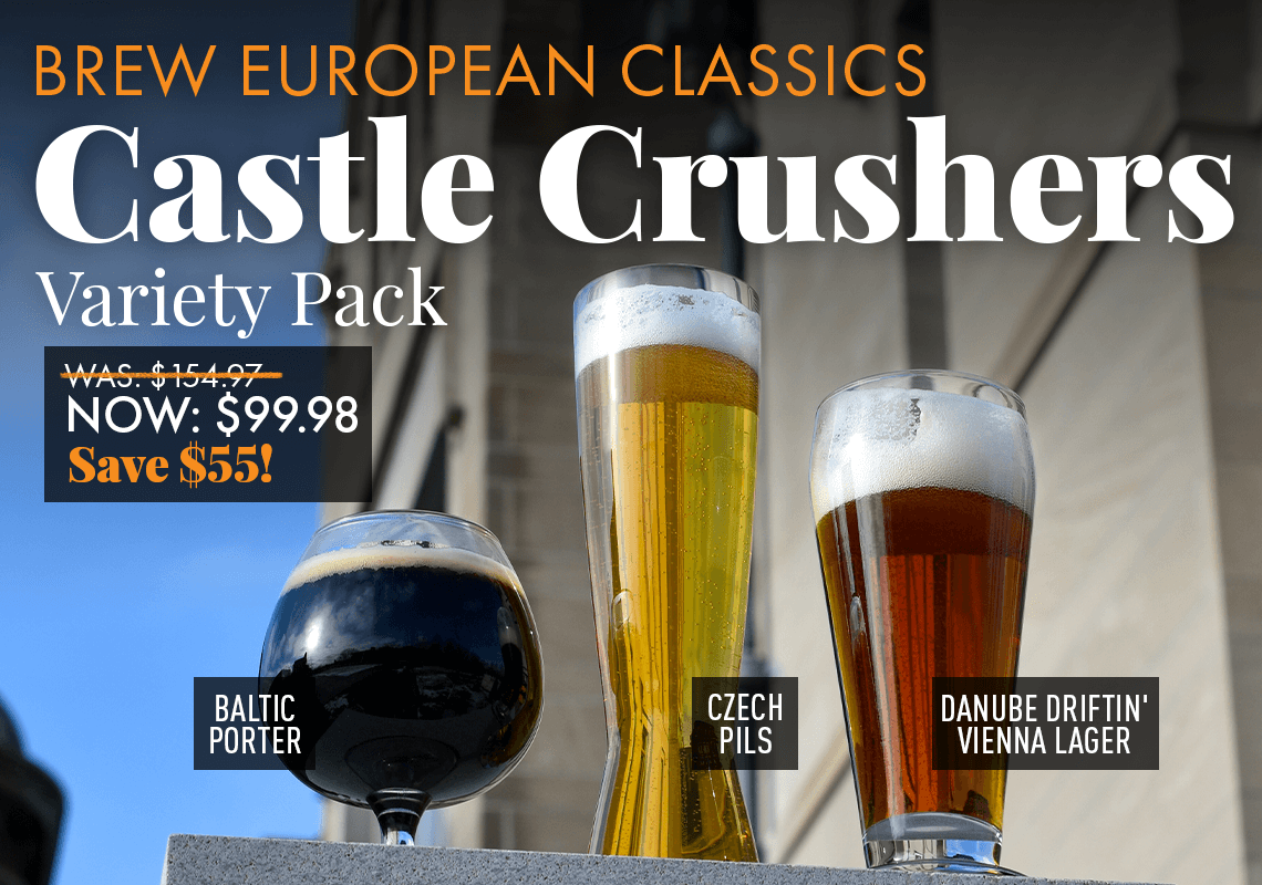 Brew European Classics Castle Crushers Variety Pack Three Legendary Lagers Was: $154.97 Now: $99.98 35% off Save $55