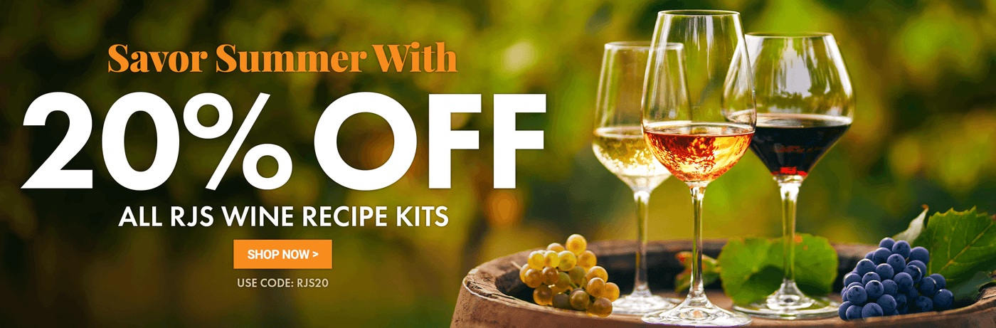 Raise your glass to savings. 20% Off RJS Craft Winemaking Wine Kits. Use Code RJS20