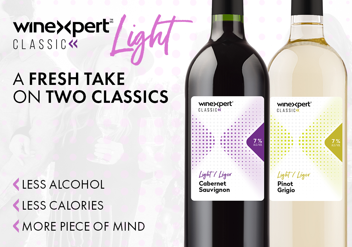 Winexpert Classic Light - A Fresh Take on Two Classics. Less Alcohol, Less Calories, More Piece of Mind. 