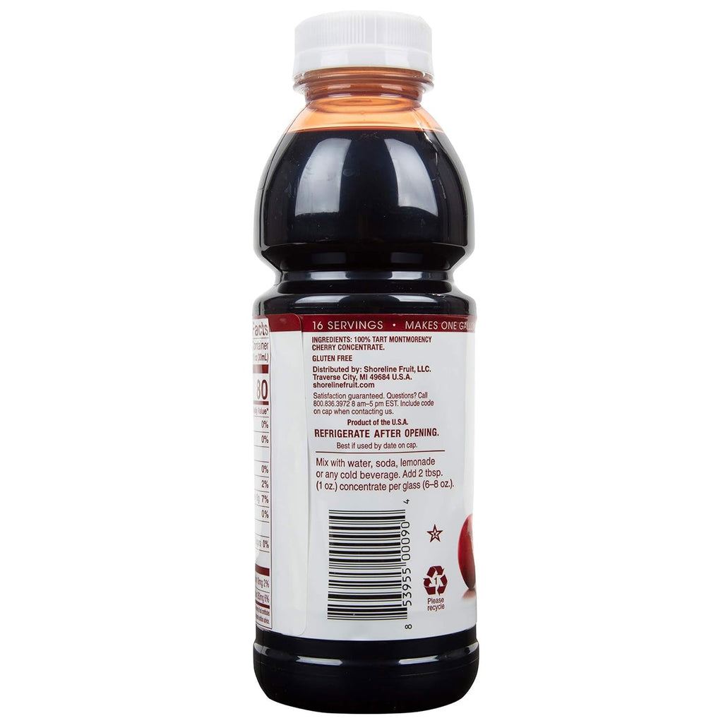 Ingredients info on a bottle of tart cherry juice.