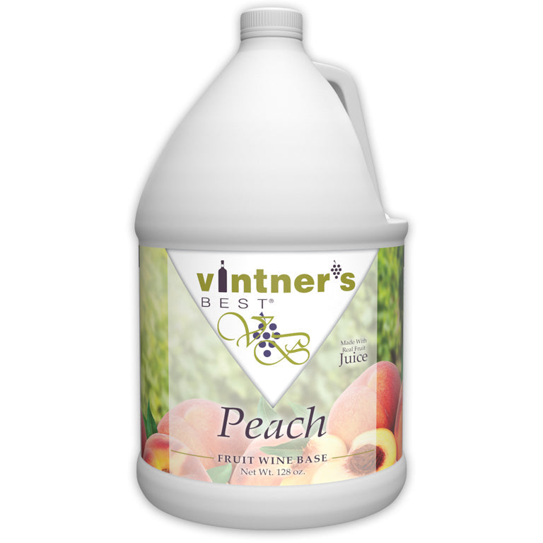 128-ounce jug of Vintner's Best Peach Fruit Wine Base