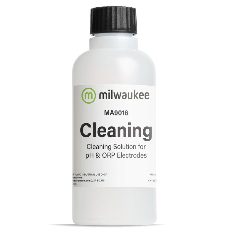 Bottle of cleaning solution for pH meters