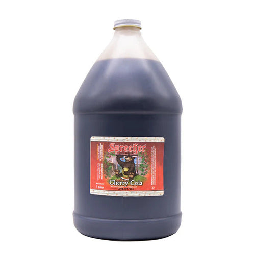 A gallon jug of Sprecher cherry cola concentrate.