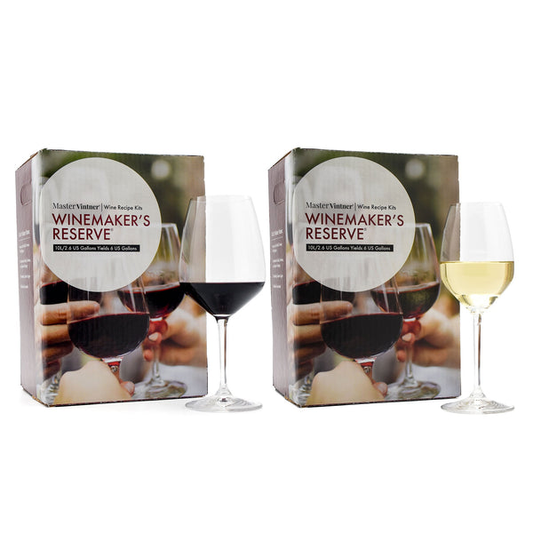 Two Master Vintner Winemaker’s Reserve boxes with red and white wine glasses – Al Fresco Two Pack
