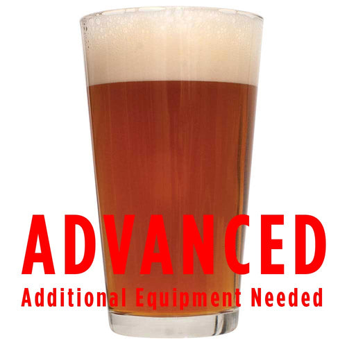 Amber Ale in a glass, labeled "Advanced – Additional Equipment Needed" for advanced homebrewing kits.