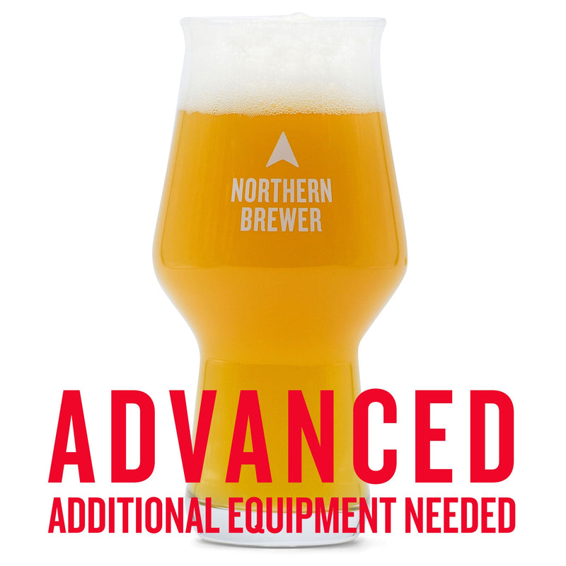 Haze Phazer IPA in a glass with text overlay "Advanced Additional Equipment Needed"