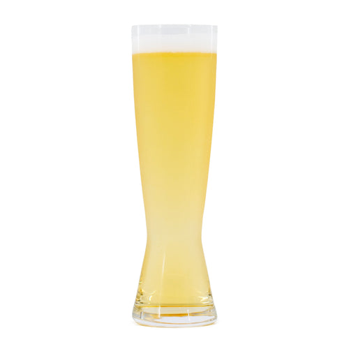 Crisp and clear Japanese rice lager in a tall pilsner glass, showcasing its brilliant golden hue and light foamy head—perfect for homebrewing enthusiasts.