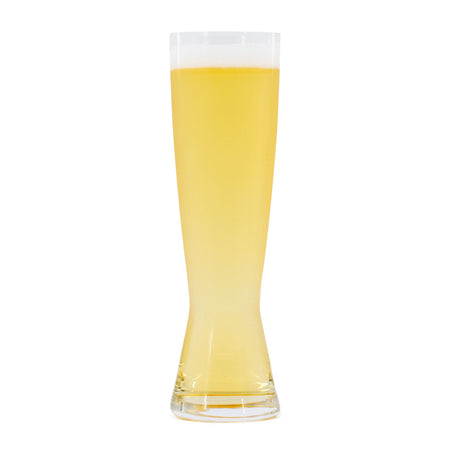 Crisp and clear Japanese rice lager in a tall pilsner glass, showcasing its brilliant golden hue and light foamy head—perfect for homebrewing enthusiasts.