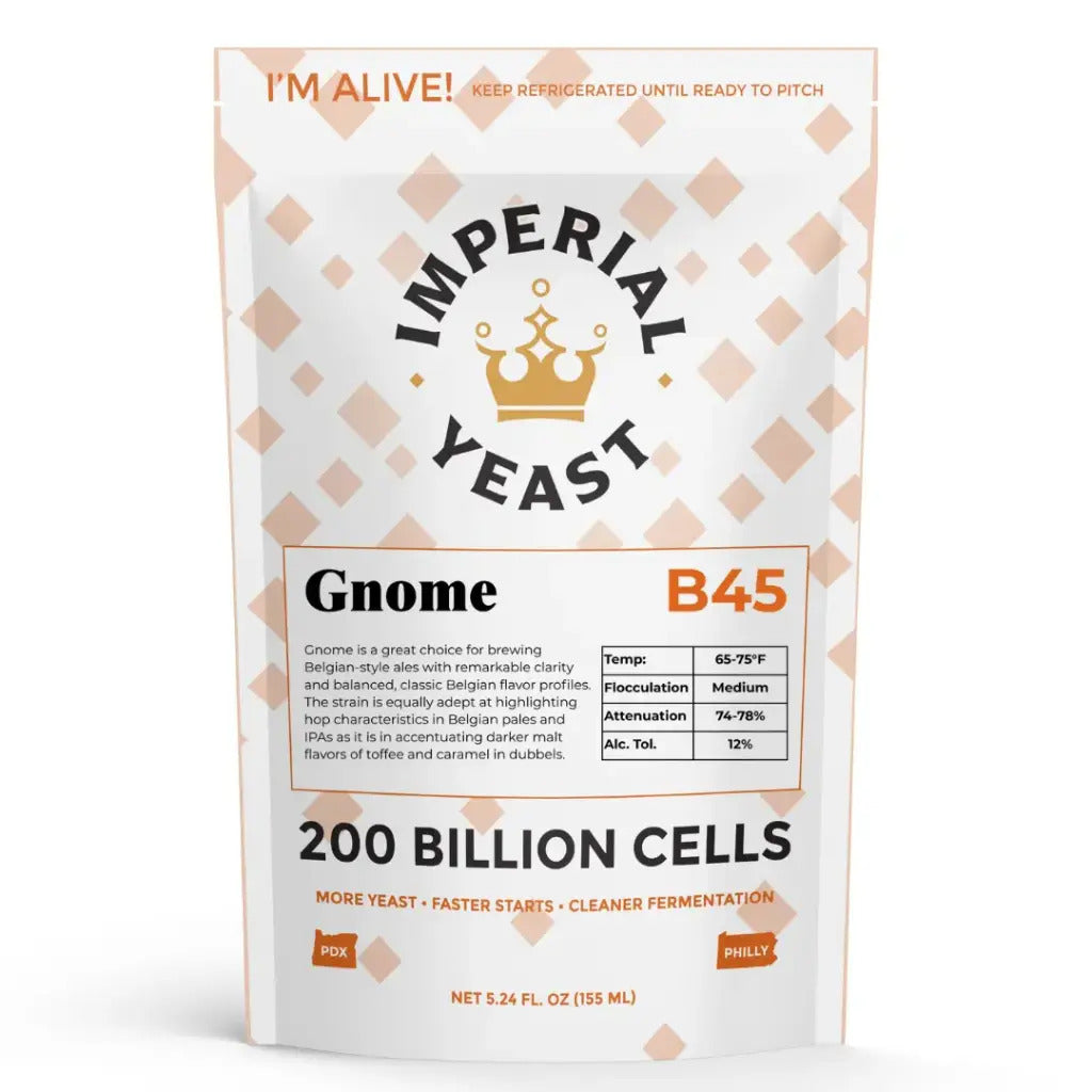 Imperial Yeast Gnome B45 packaging on a white background