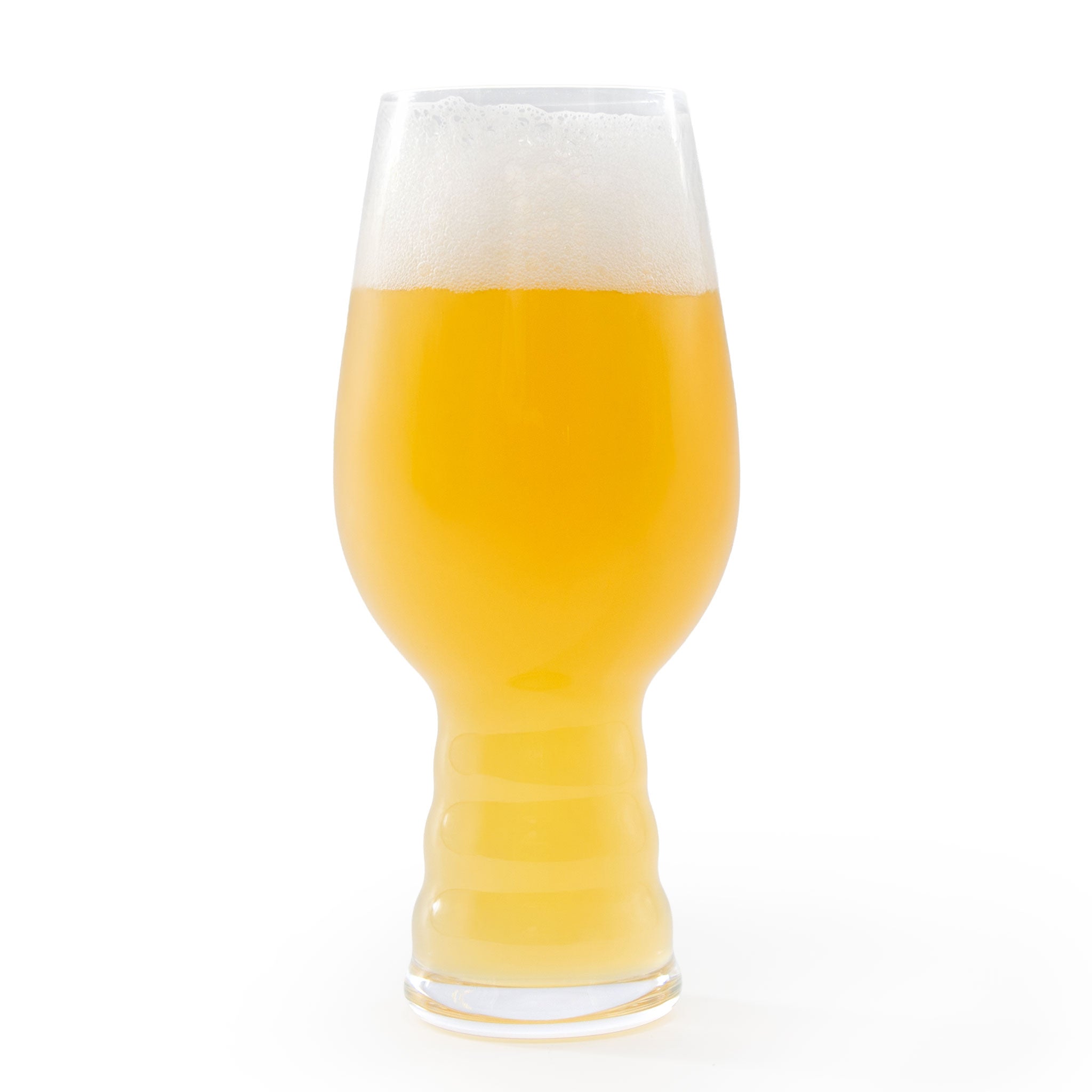 Glass of NA Hazy IPA Beer with a white background