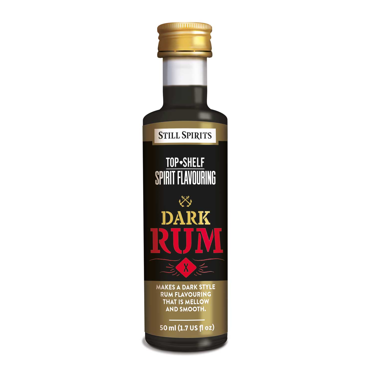 Bottle of Still Spirits Top Shelf Dark Rum Flavoring.