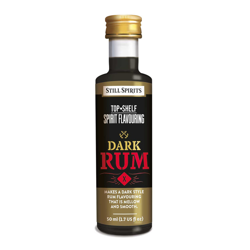 Bottle of Still Spirits Top Shelf Dark Rum Flavoring.