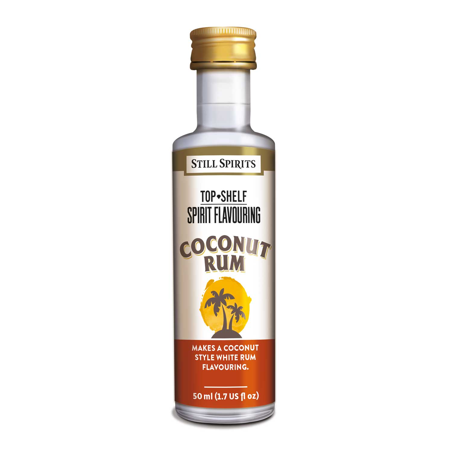 Bottle of Still Spirits Top Shelf Coconut Rum Flavoring.