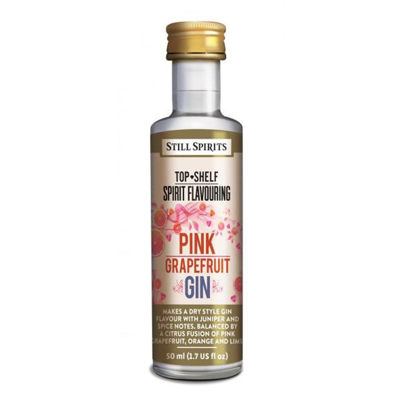 Bottle of Still Spirits Top Shelf Pink Grapefruit Gin Flavoring.
