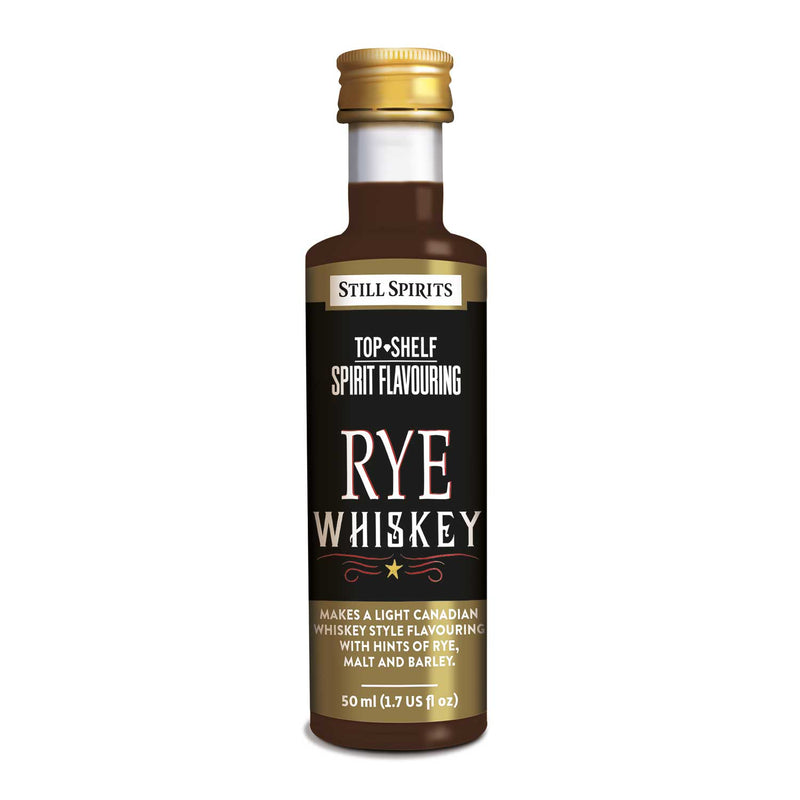 Bottle of Still Spirits Top Shelf Rye Whiskey Flavoring.