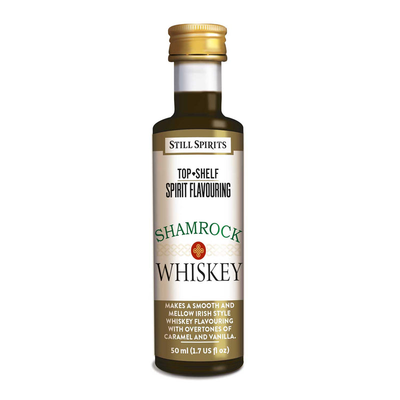 Bottle of Still Spirits Top Shelf Shamrock Whiskey Flavoring.