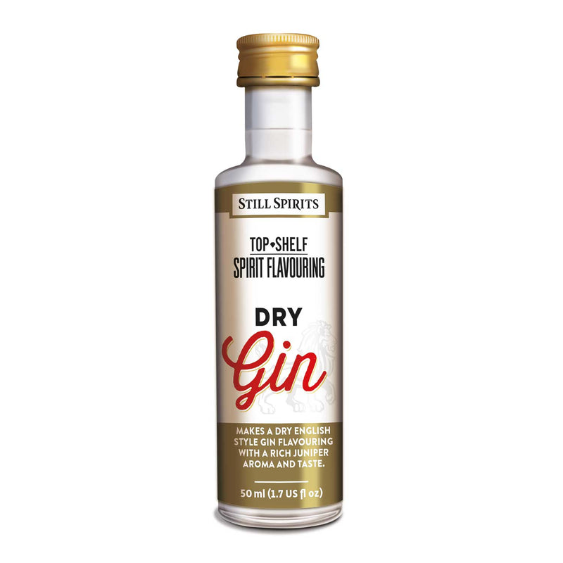 Bottle of Still Spirits Top Shelf Dry Gin Flavoring.