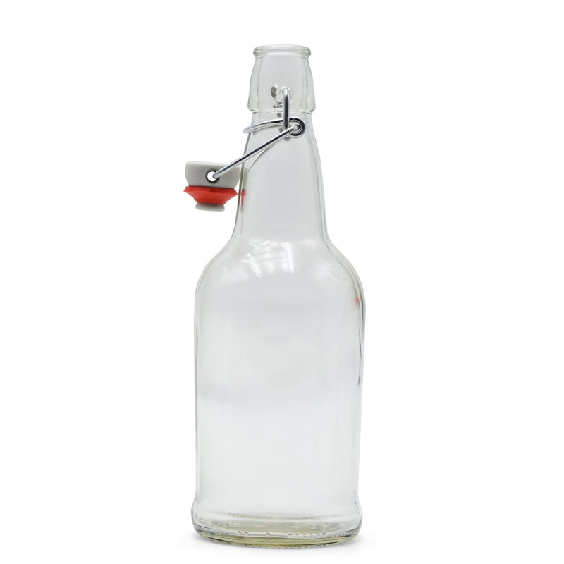 Clear Glass EZ Cap Bottle with an attached swing top