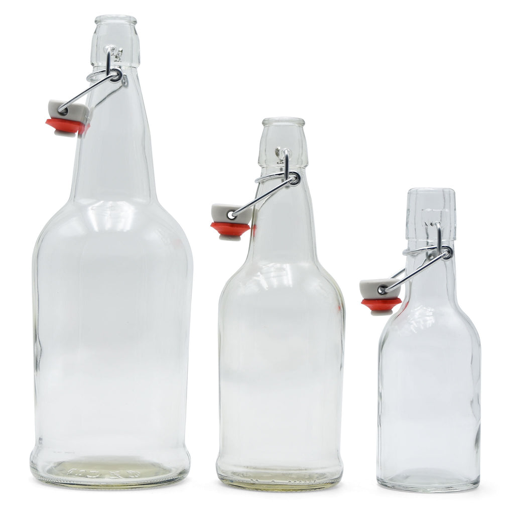 8-ounce, 16-ounce, and 32-ounce EZ cap bottles side by side closed