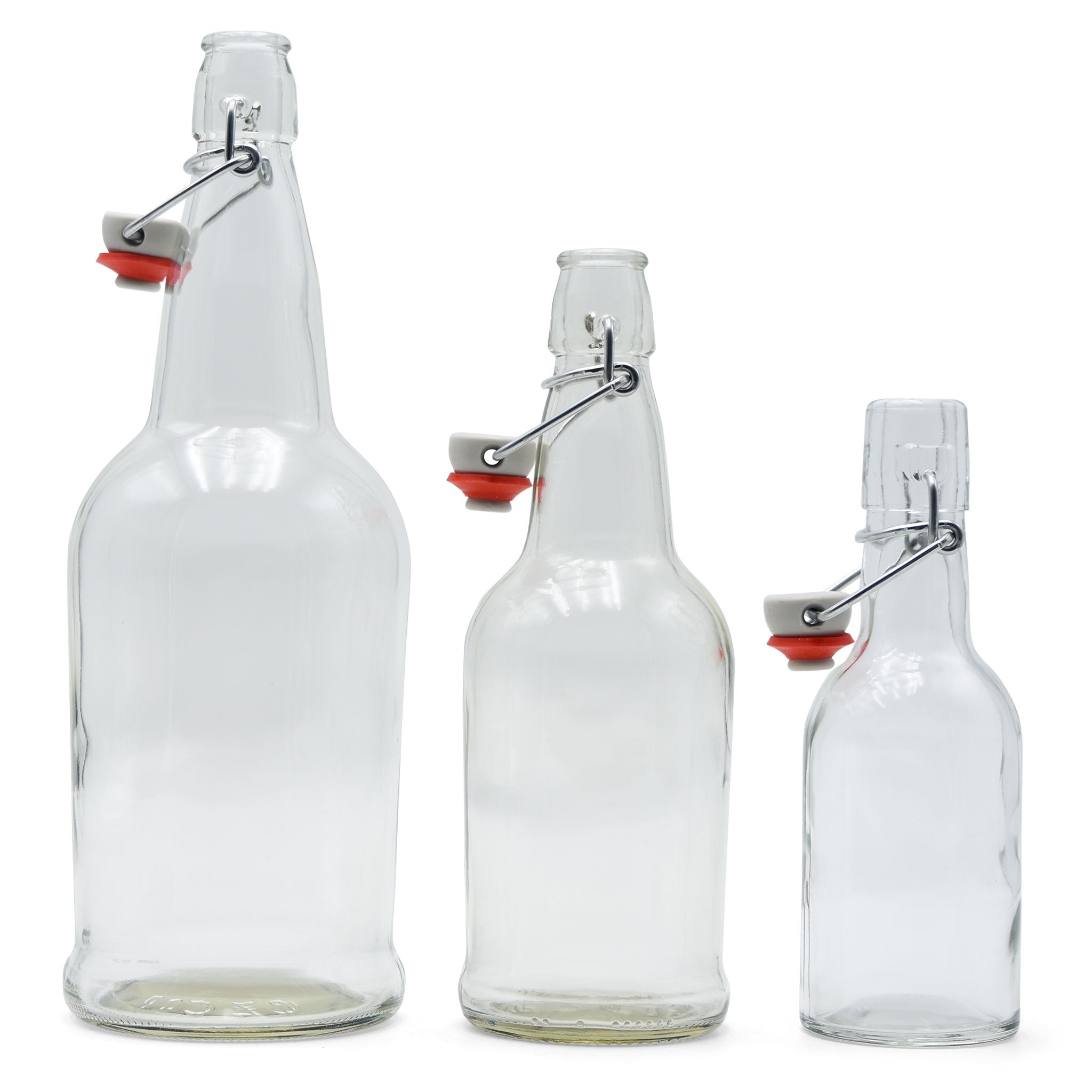 8-ounce, 16-ounce, and 32-ounce EZ cap bottles side by side closed