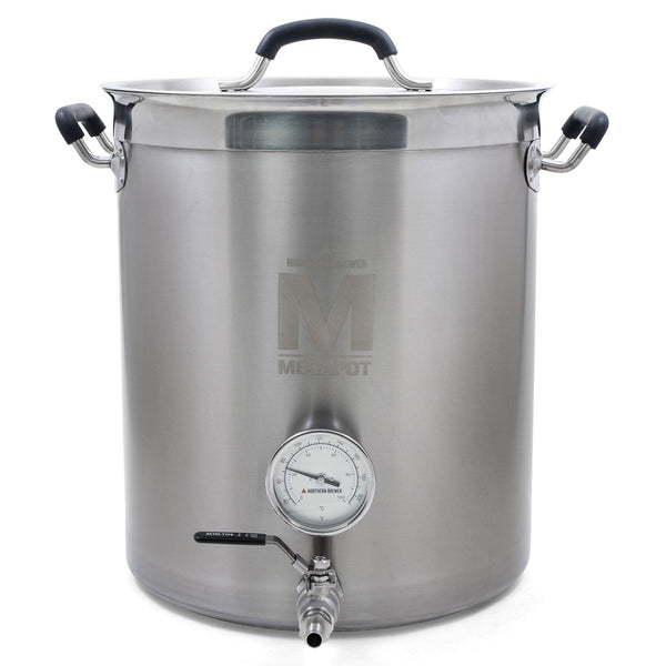 10 Gallon stainless steel megapot Brew Kettle with a built-in valve and thermometer
