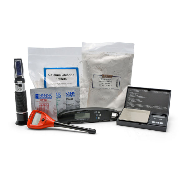 Mad Brewer™ Deluxe Brew Lab Kit's contents on display