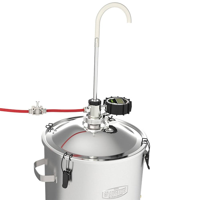 Grainfather Conical Fermenter Pressure Transfer Connection Mounted on Grainfather Connect