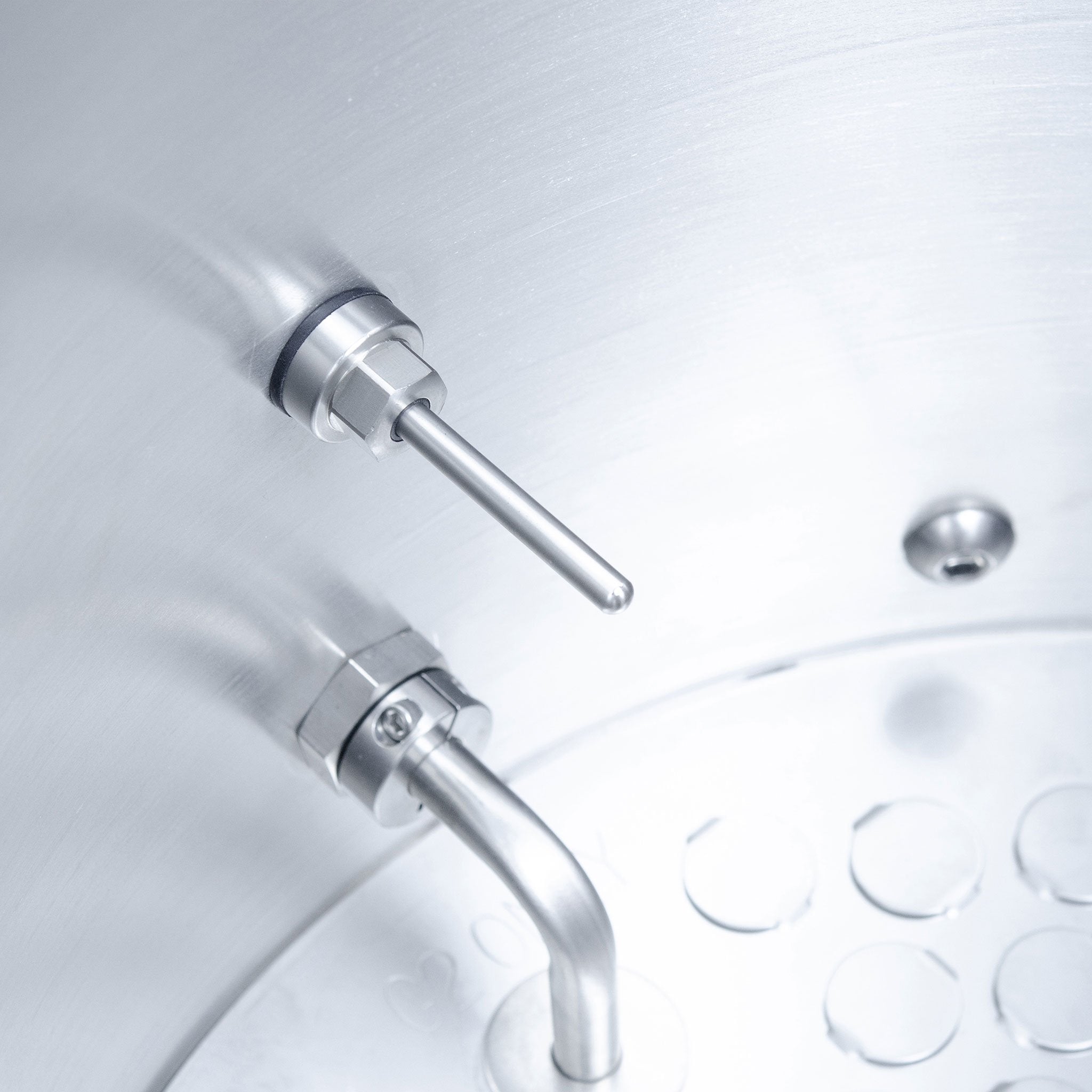 Interior view of a kettle showing the Brewhouse Controller's thermometer
