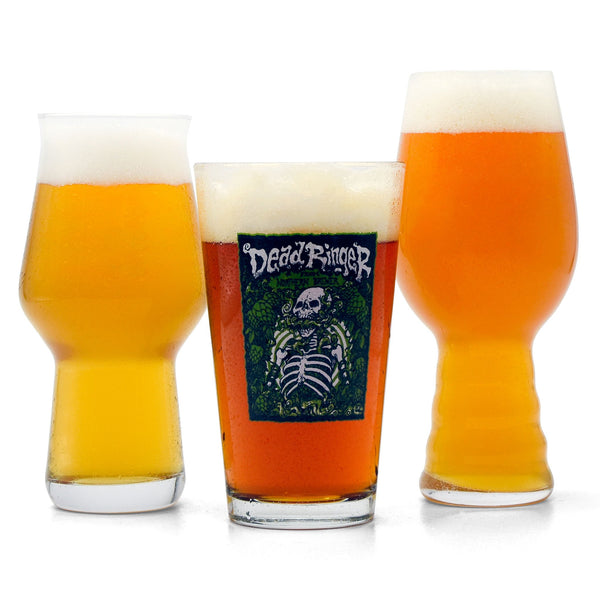 Hop Monster IPA Extract Beer Variety Pack poured into three different style IPA glasse