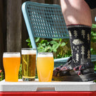 Socks & Sandals Summer Extract Beer Variety Pack with Patrick's Foot wearing socks and sandals on a cooler