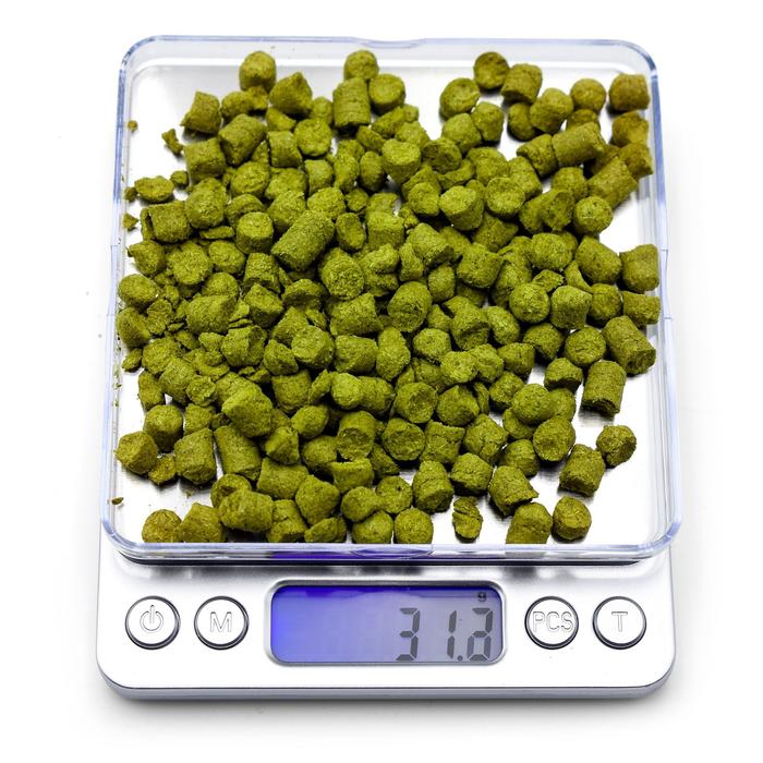Northern Brewer Brewing scale with 31.2 grams of hops