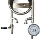 Stainless Inline Thermometer connected to a wort chiller