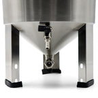 Close up of sample port and drain valve