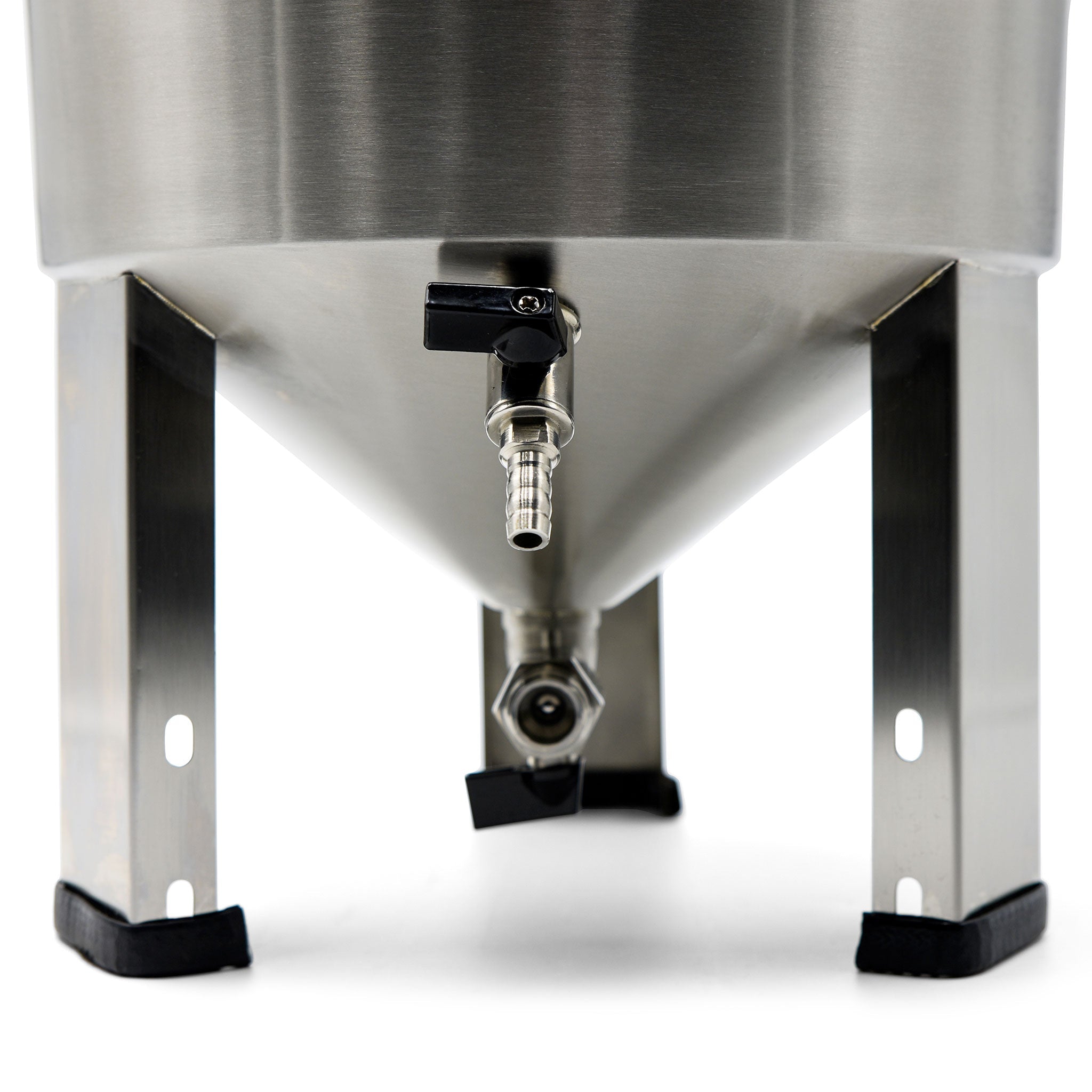 Close up of sample port and drain valve