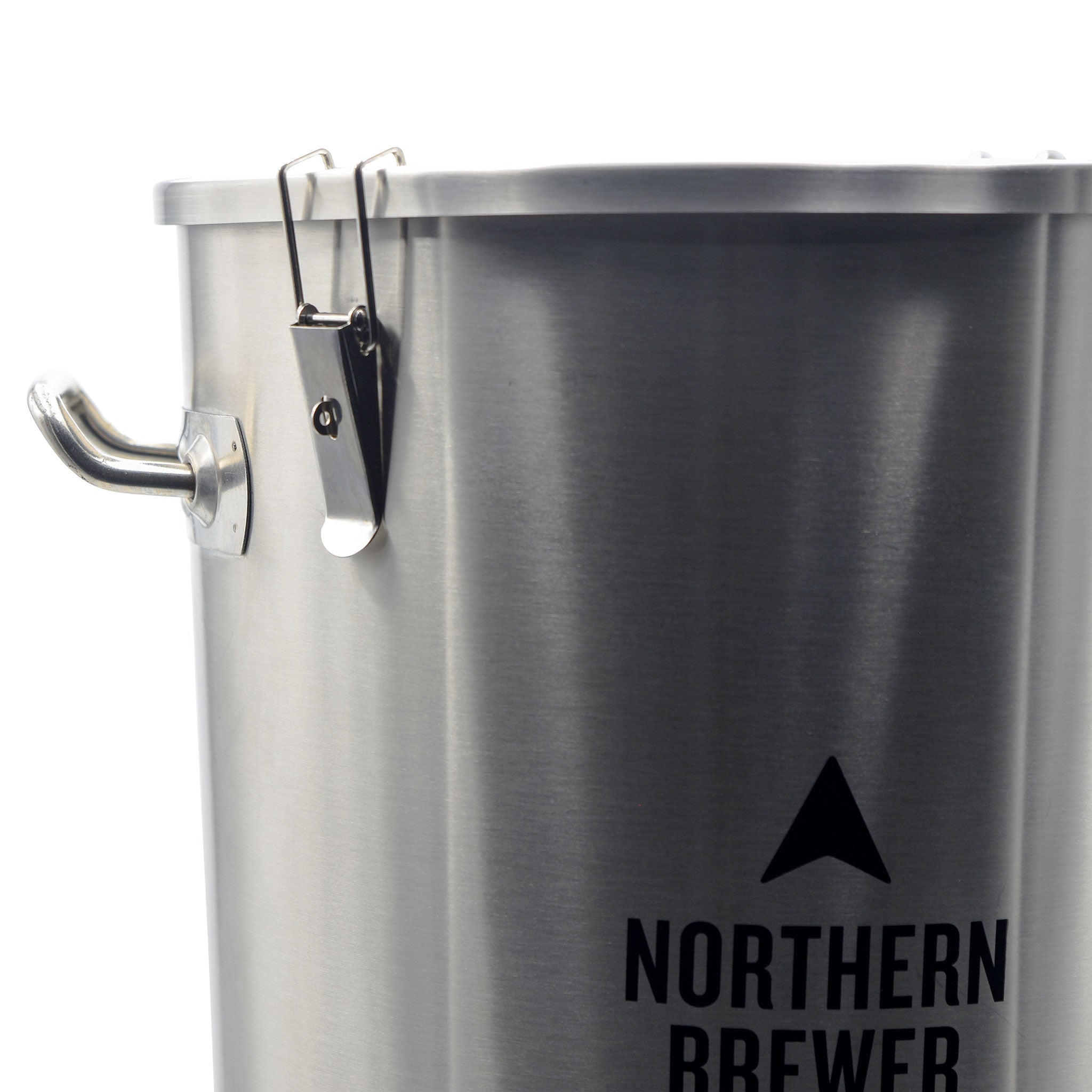 Close up of handle and locking clamps on the Reactor Conical Fermentor