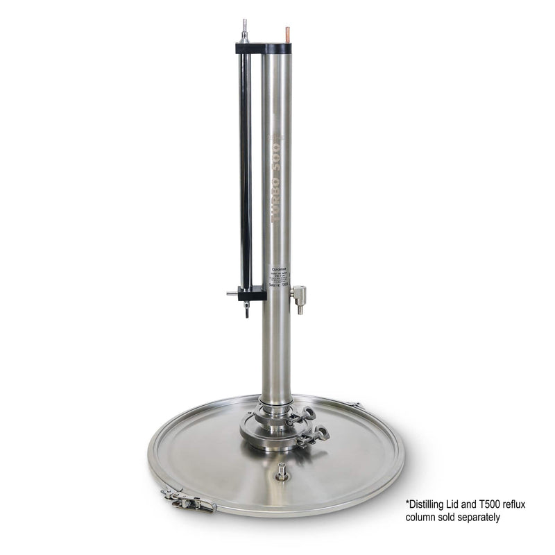 Grainfather G40/G70 Distilling Lid T500 Reflux Attachment Kit with reflux column attached.