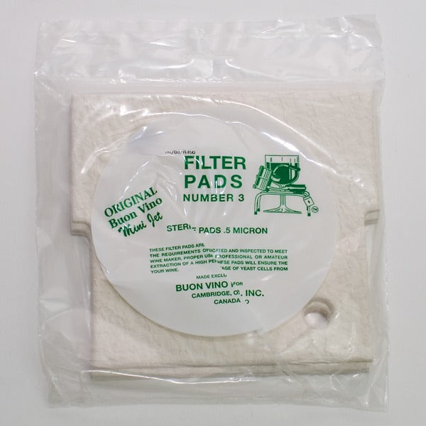 Number 3 sterile filtration pads for the mini jet