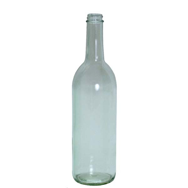 750ml Clear Glass Claret wine Bottle with a screw top