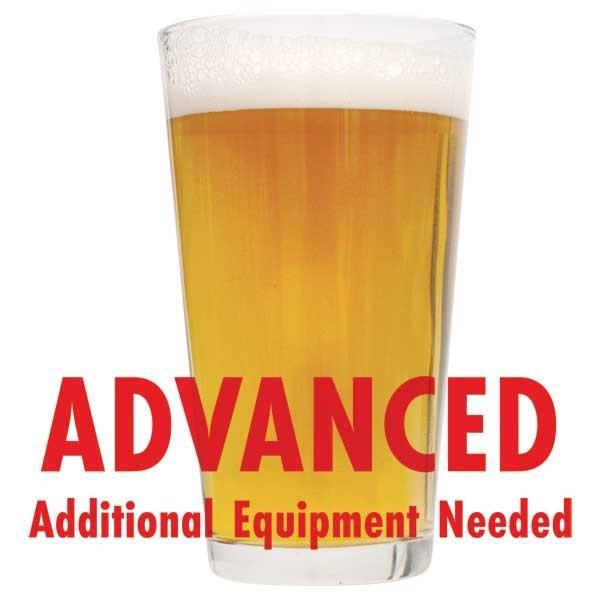 A glass of Empire Builder Imperial Cream Ale with an All-Grain caution: "Advanced, additional equipment needed"