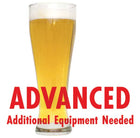 Honey Weizen in a drinking glass with a customer caution in red text: 