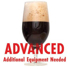Brunch Stout homebrew in a drinking glass with an All-Grain warning: 